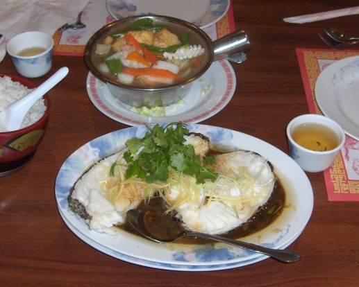 Steamed fish and seafood hot pot at China Phoenix