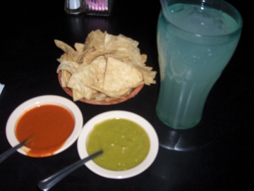 Chips, salsa, and lemonade