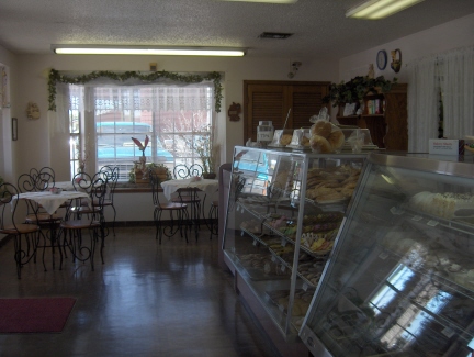 Marina's dining area and display cases