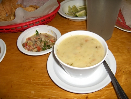 Clam chowder and ceviche