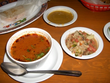 Fish soup and ceviche
