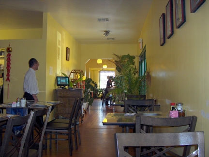 Sam's dining room is less crowded after a busy lunch hour