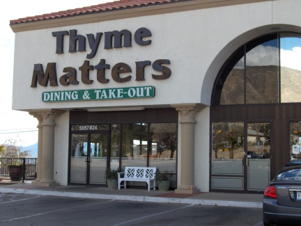 Thyme Matters offers a dining room, outdoor patio, take-out, and space upstairs for private parties