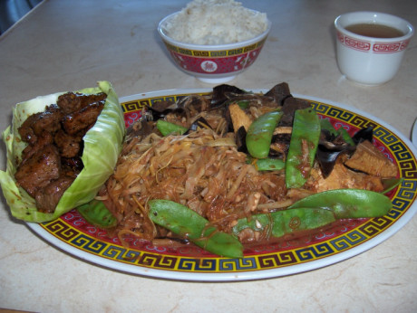 Silken Tofu and Lilly Flowers with Beef on the side served at Oriental Cafe in El Paso