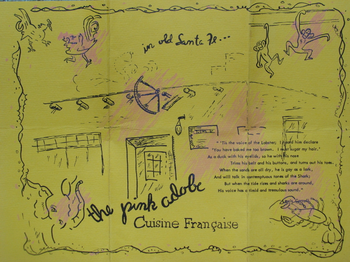 Pink Adobe's 1958 menu cover