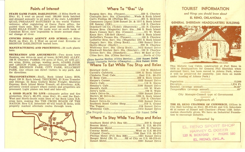 El Reno restaurants and other information in 1960