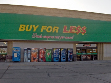 This Buy for Less Grocery Store has a Mexican food counter inside