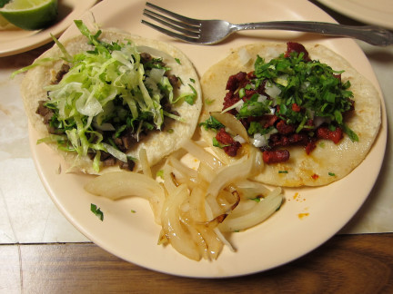 Bistek tacos and tacos al pastor