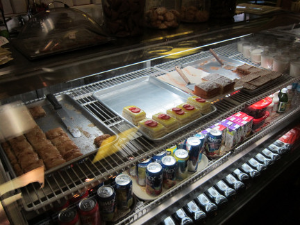 Food counter with desserts and other treats