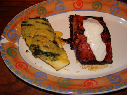 Cedar plank salmon