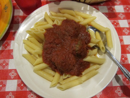 Ziti with meatballs