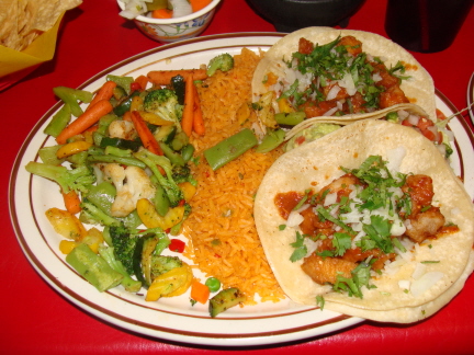 Fish tacos with Mexican vegetables