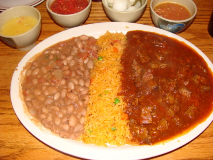 Guisado de chile rojo with beef