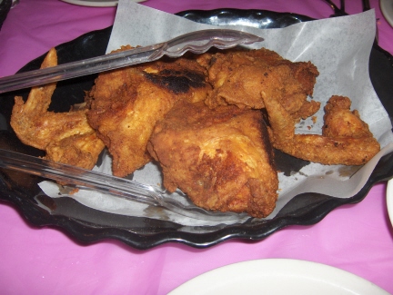 Fried chicken served family style