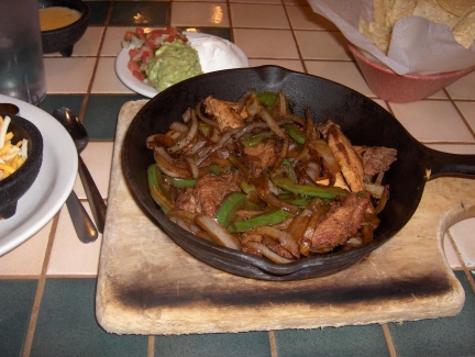 Beef and chicken fajitas