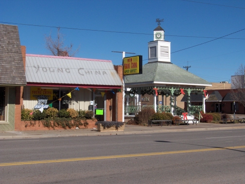 Young China on Historic U.S. 66 next to a downtown city park
